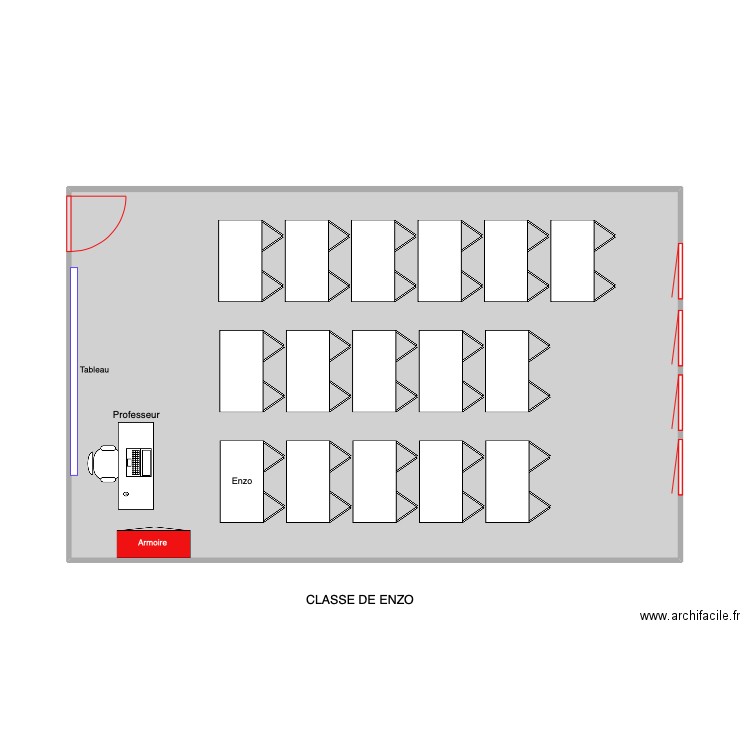 salle de classe DE ENZO. Plan de 1 pièce et 47 m2