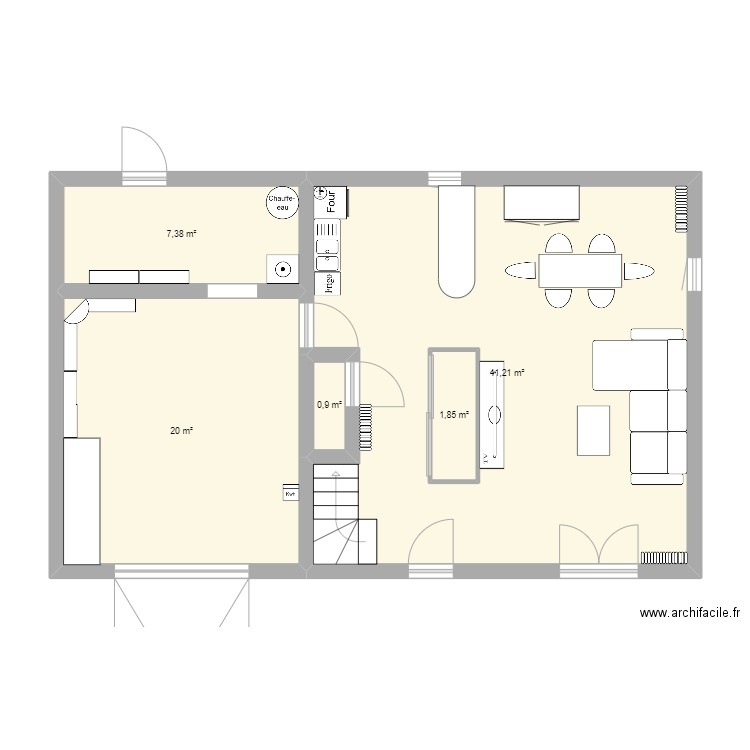 maison ryes. Plan de 5 pièces et 74 m2