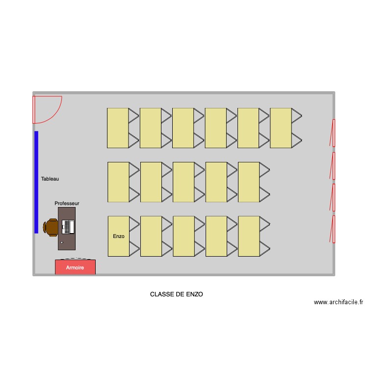 salle de classe DE ENZO 2. Plan de 1 pièce et 47 m2