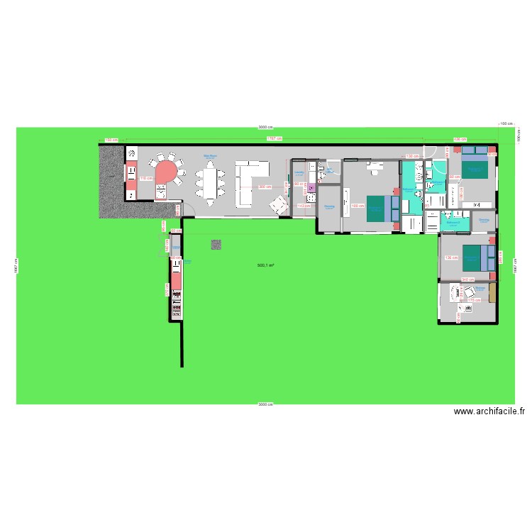 Maison Thaillande. Plan de 14 pièces et 119 m2