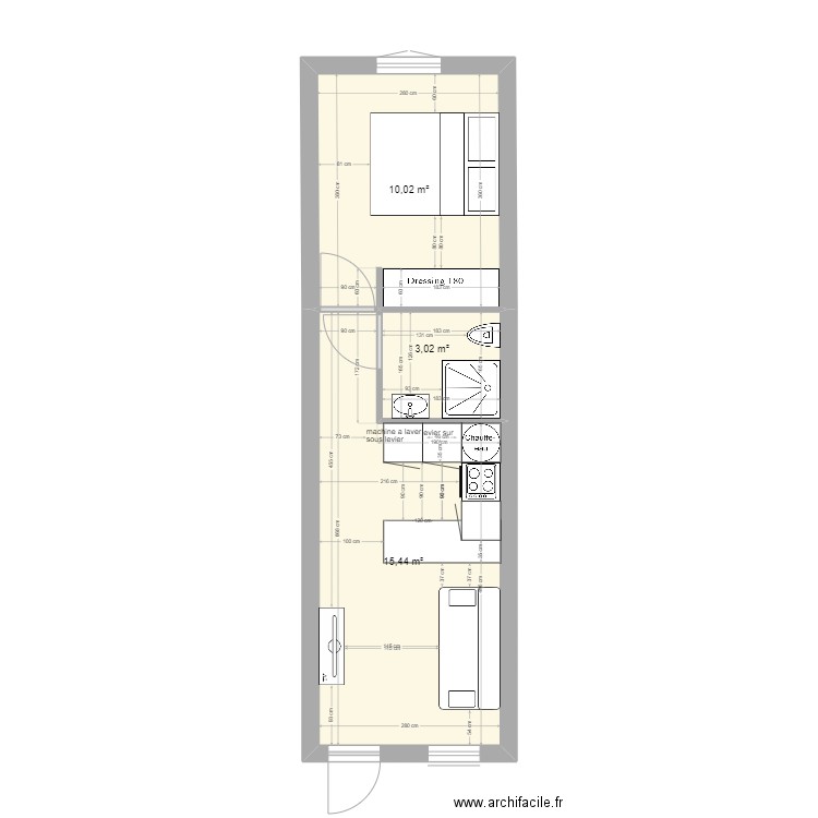 V4 COUZON. Plan de 3 pièces et 28 m2