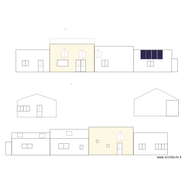 facades. Plan de 0 pièce et 0 m2