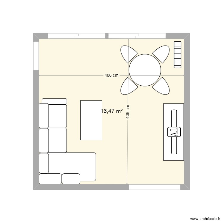 salon-Lucé. Plan de 1 pièce et 16 m2