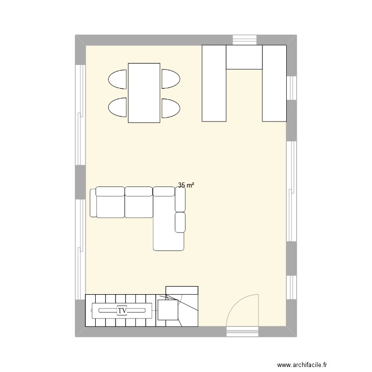 Maison du bonheur. Plan de 1 pièce et 35 m2