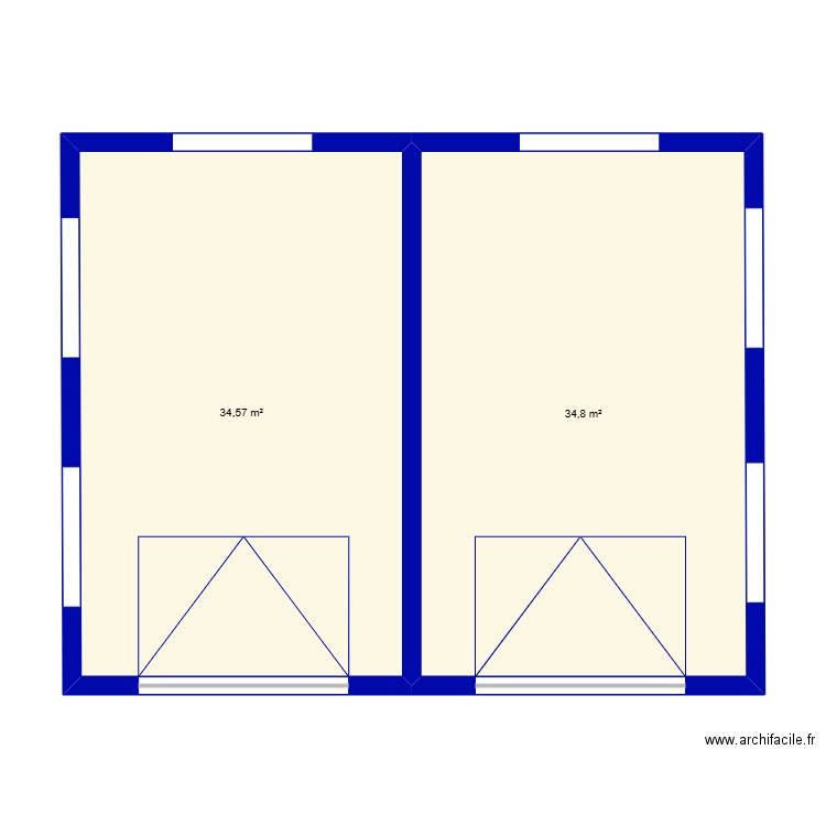 SAZ. Plan de 2 pièces et 69 m2