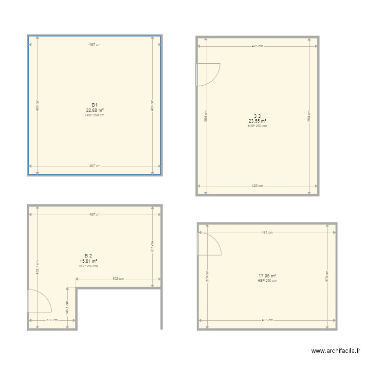 OFFICE DES EAUX BUREAU. Plan de 4 pièces et 80 m2