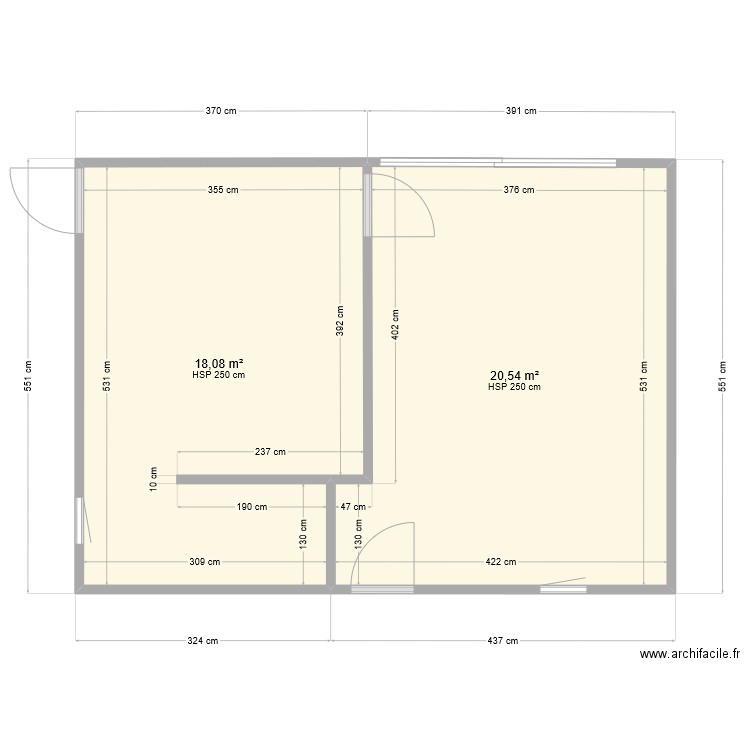 Chambre garage AuréJu 15. Plan de 2 pièces et 39 m2