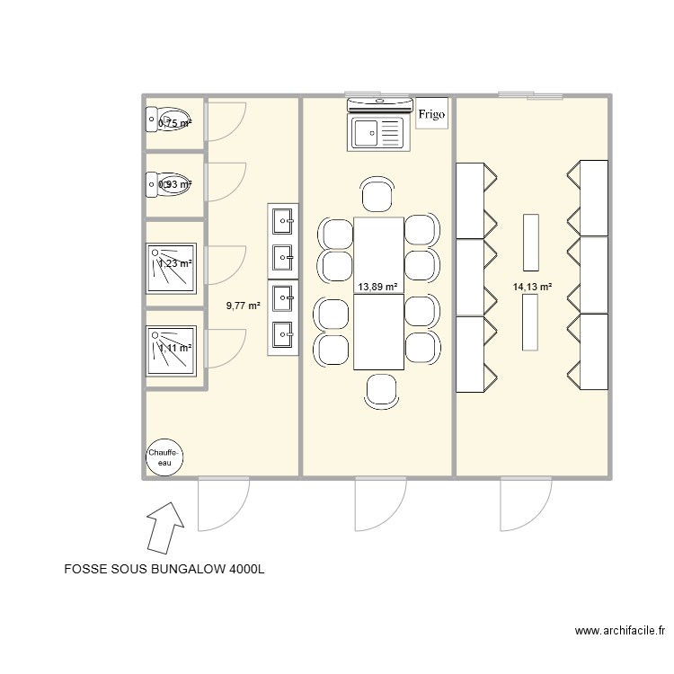 E.R.C.P  VENISSIEUX. Plan de 7 pièces et 42 m2