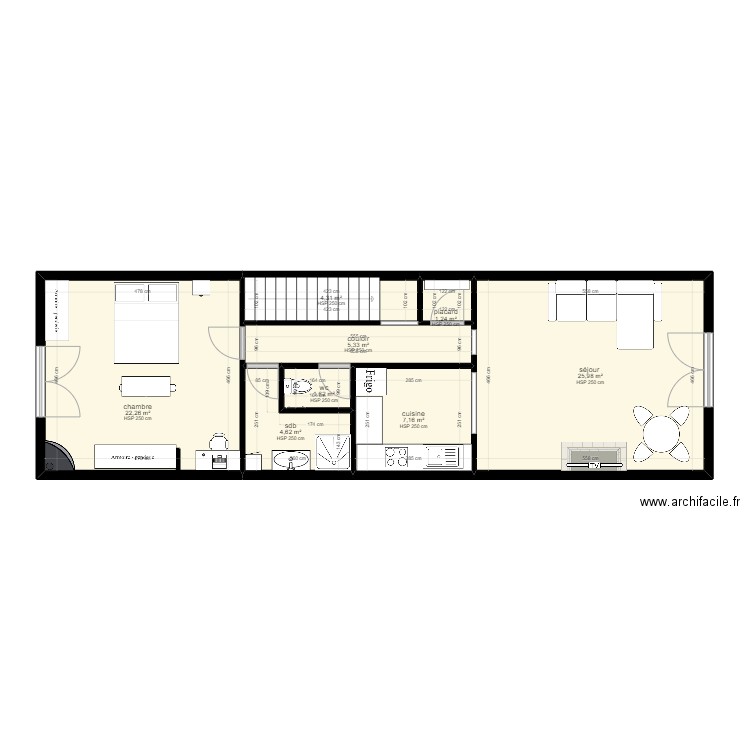 maison sigean 1. Plan de 8 pièces et 73 m2