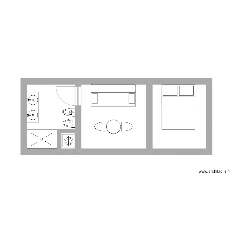 Trulli 3. Plan de 4 pièces et 19 m2