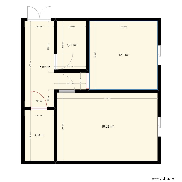 STUDIO. Plan de 5 pièces et 46 m2