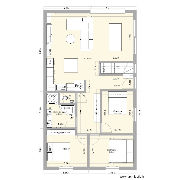 Maison Montbronn. Plan de 7 pièces et 95 m2