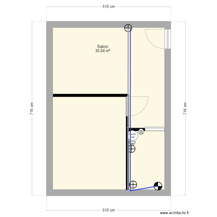 appart 2 . Plan de 1 pièce et 31 m2