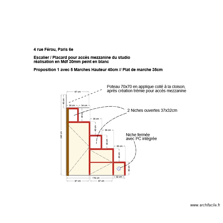 4 Ferou Placard V1. Plan de 6 pièces et 2 m2