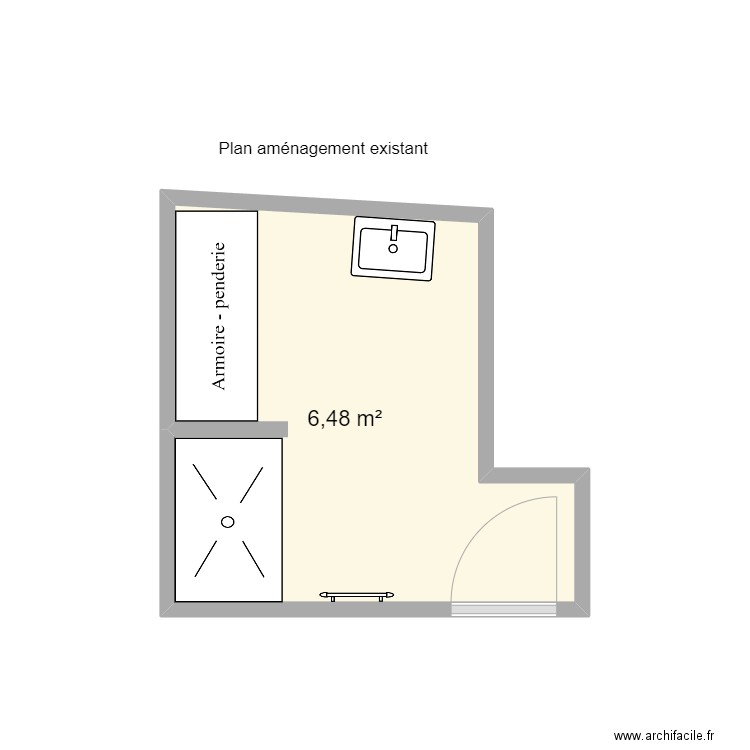 Porret. Plan de 1 pièce et 6 m2