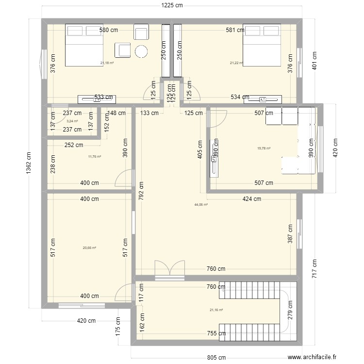 Halim. Plan de 8 pièces et 163 m2