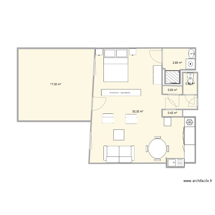 marseille1. Plan de 6 pièces et 54 m2