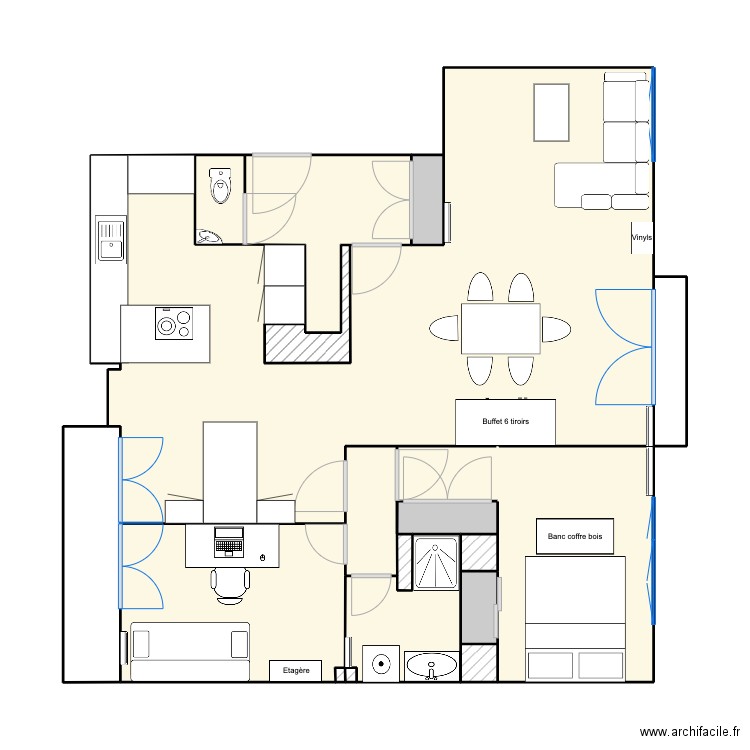 Appartement. Plan de 19 pièces et 81 m2