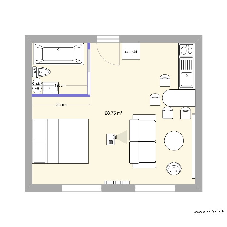 WISSANT 2 V1. Plan de 1 pièce et 29 m2