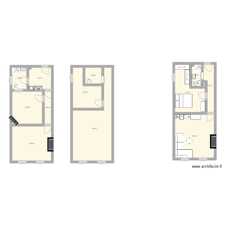 poissy. Plan de 14 pièces et 134 m2