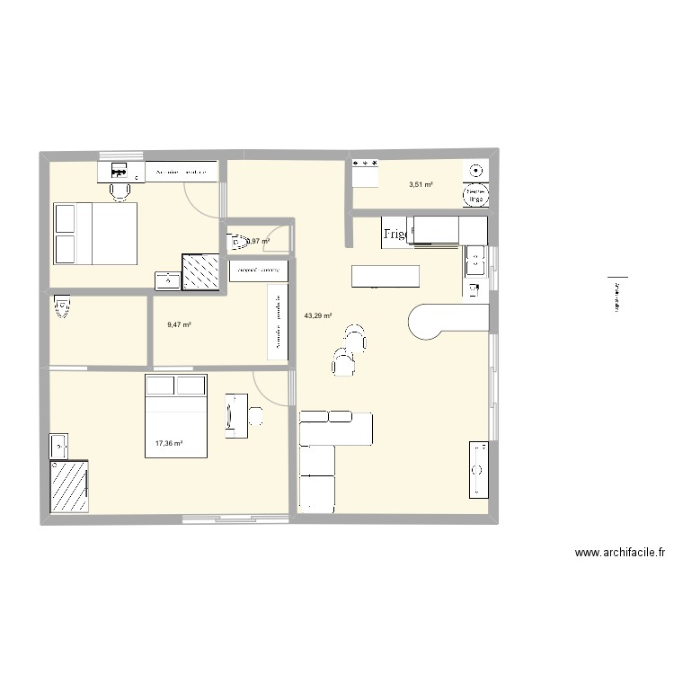 RP LA CHAUMIÈRE . Plan de 5 pièces et 75 m2