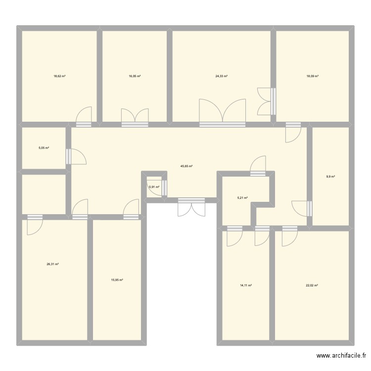 48av. Plan de 13 pièces et 222 m2