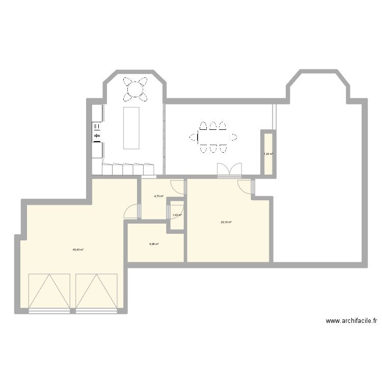 Solvay. Plan de 6 pièces et 77 m2