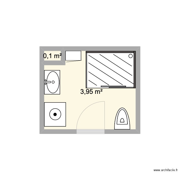 Rochilles SDB 1. Plan de 2 pièces et 4 m2