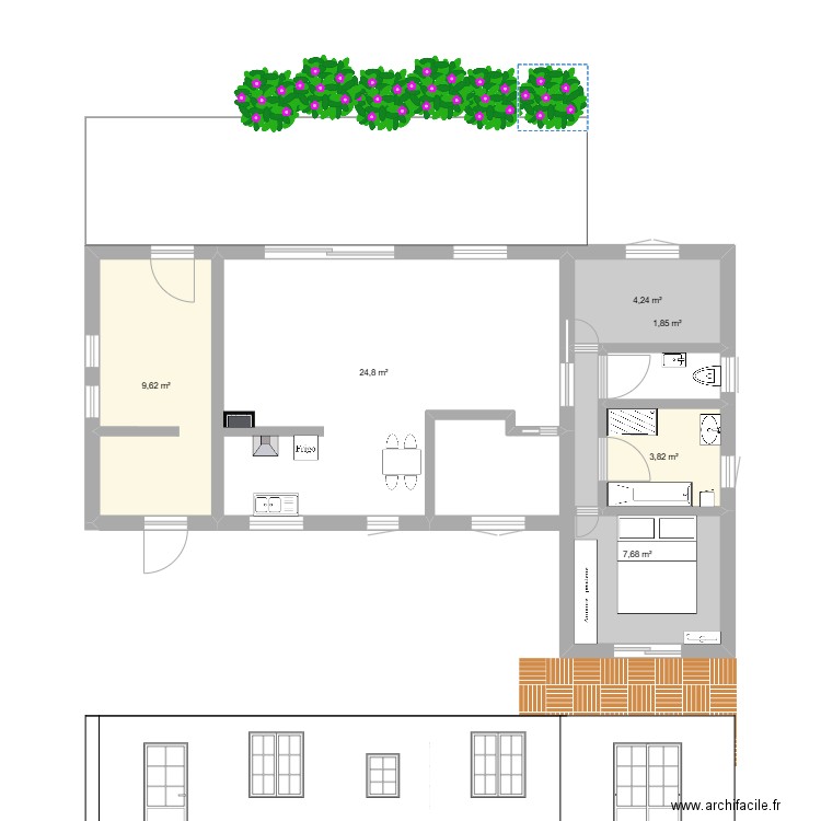 maison. Plan de 6 pièces et 52 m2