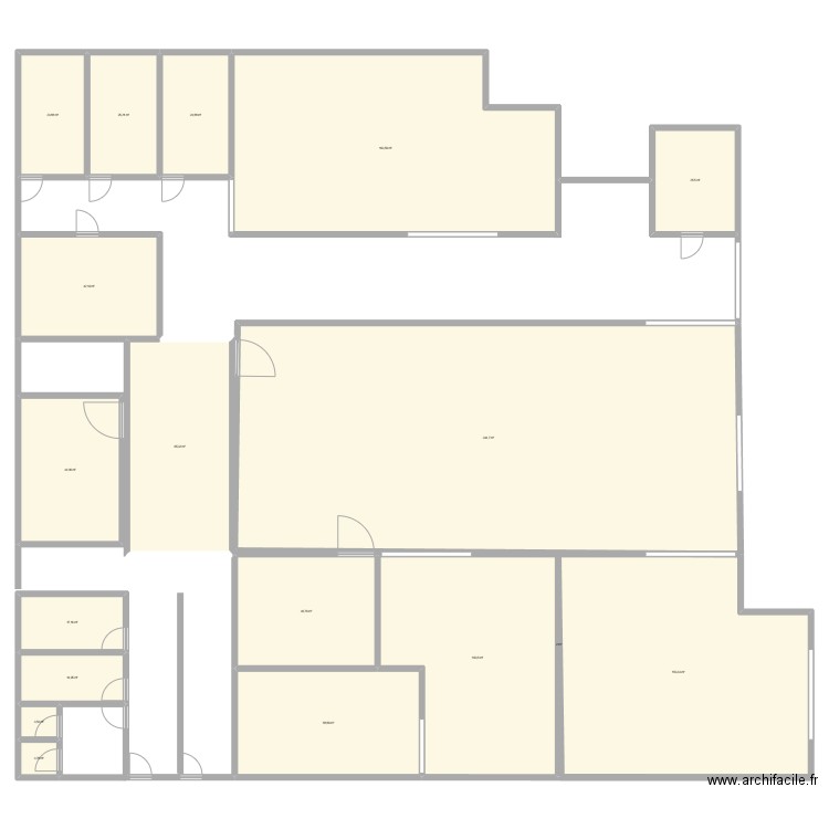 plan de cuisine colective. Plan de 18 pièces et 1163 m2