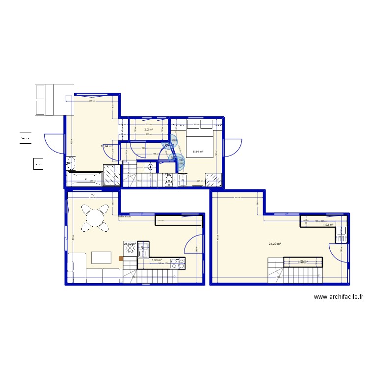 maison2. Plan de 4 pièces et 59 m2