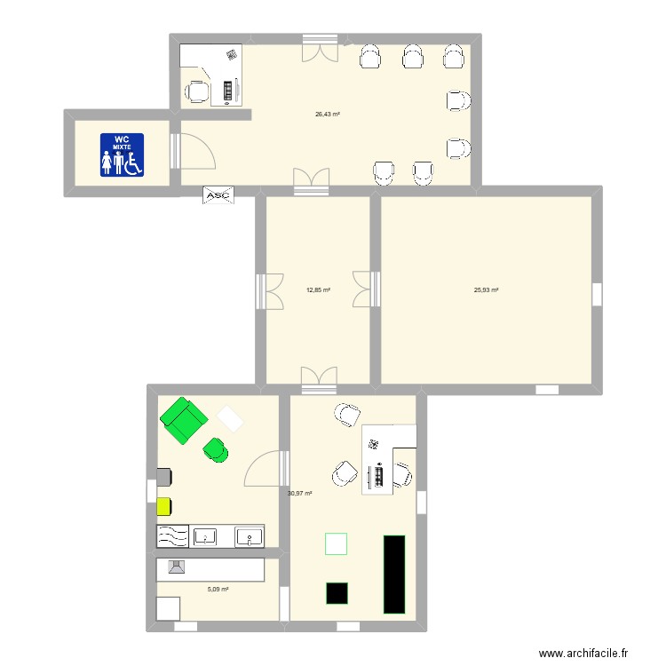 6.5. Plan de 6 pièces et 105 m2