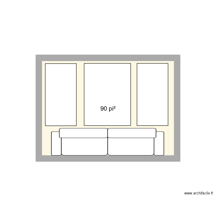 Mur salon. Plan de 1 pièce et 8 m2