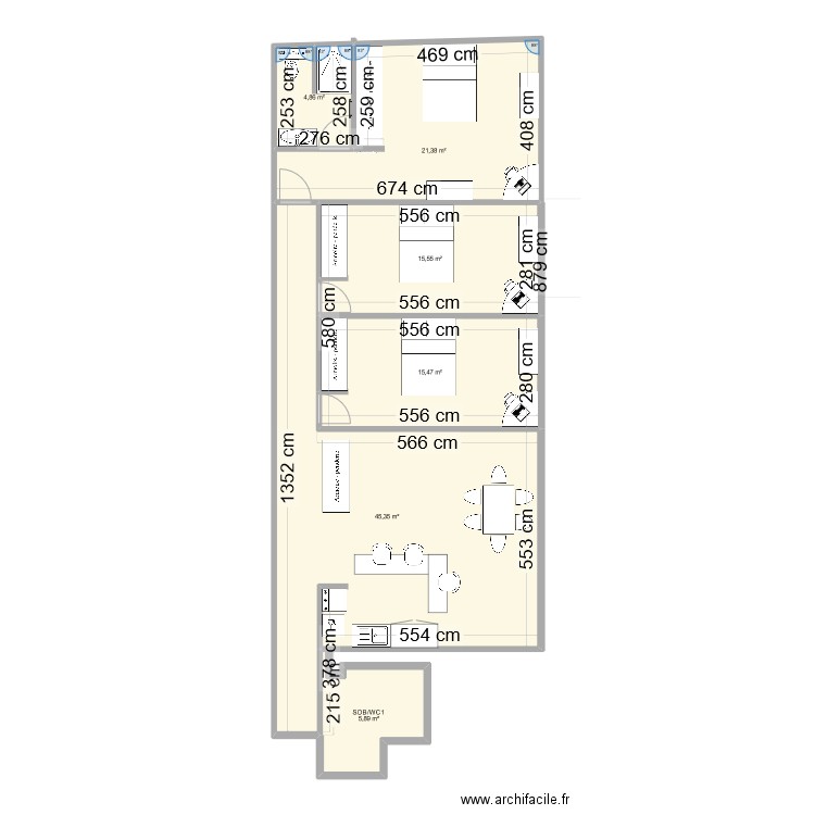 Imhaus V6. Plan de 6 pièces et 109 m2