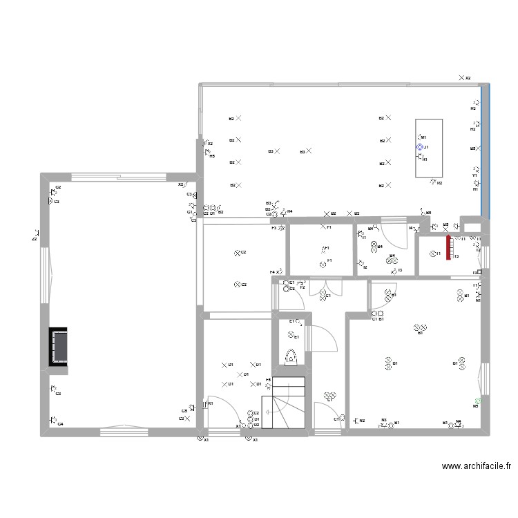 Batiment Anne. Plan de 10 pièces et 79 m2