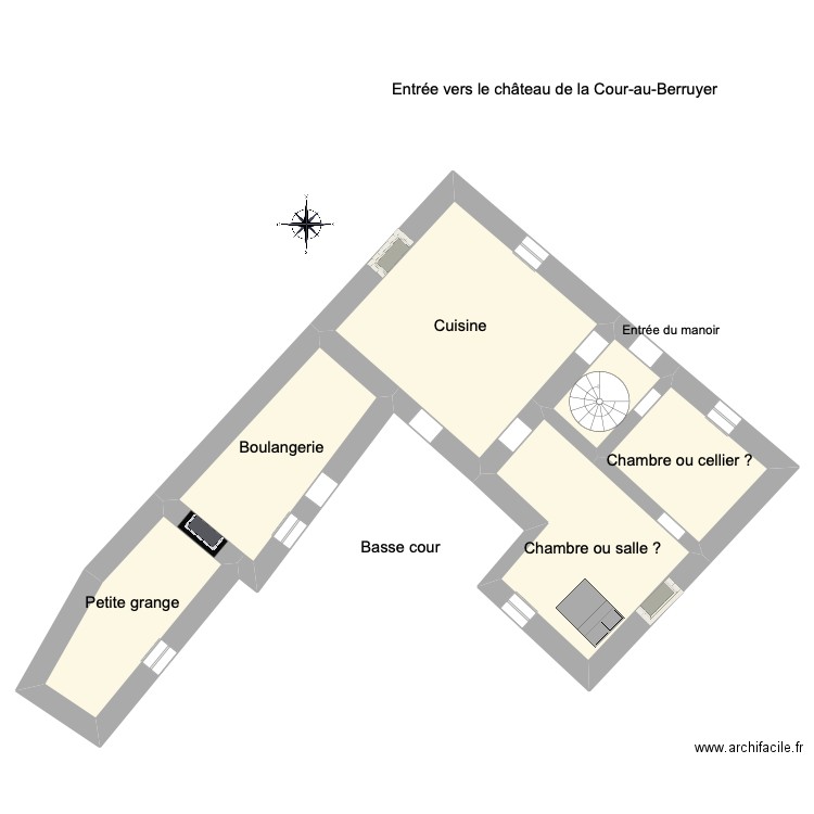 Manoir_XVIe. Plan de 6 pièces et 123 m2