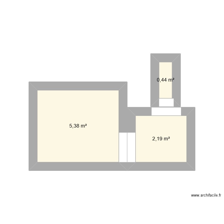 1plan. Plan de 3 pièces et 8 m2