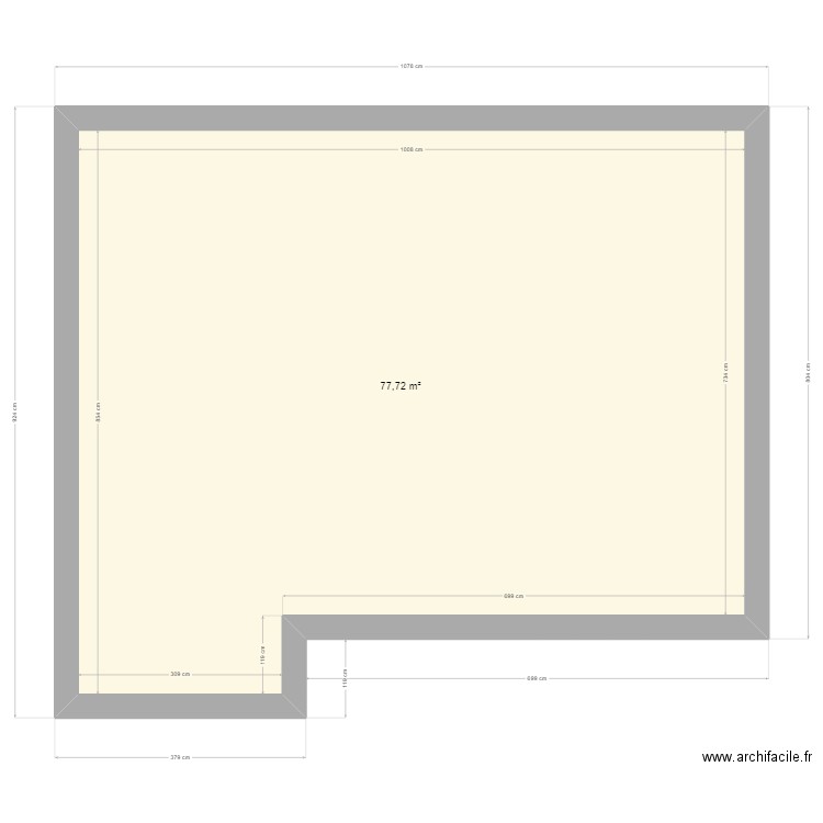 Élimarti bonnes cotes. Plan de 1 pièce et 78 m2