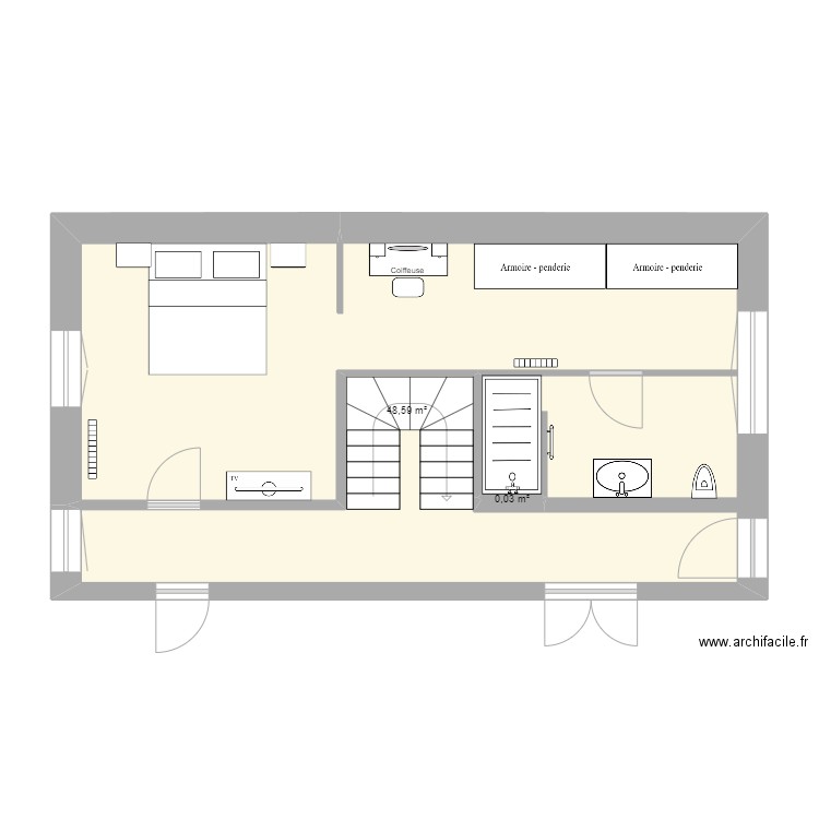 Maison perso. Plan de 2 pièces et 49 m2