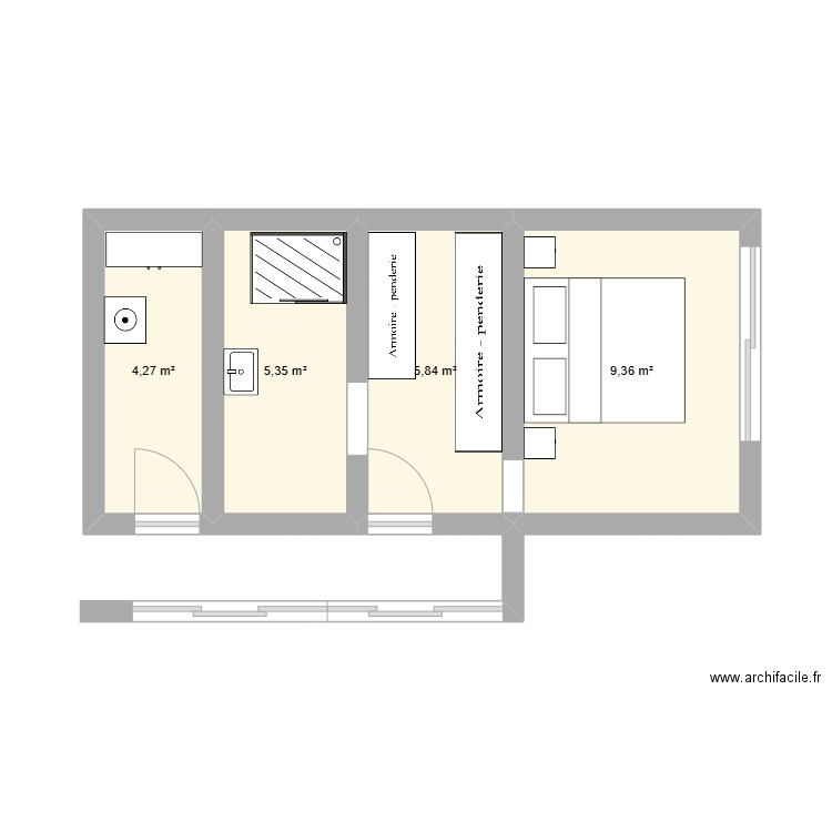 idée agrandissement. Plan de 4 pièces et 25 m2