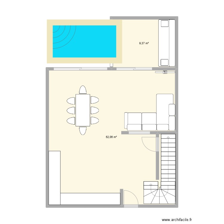 giraudeau. Plan de 2 pièces et 61 m2