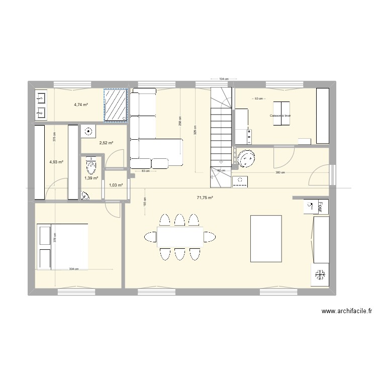 RDC4. Plan de 6 pièces et 86 m2