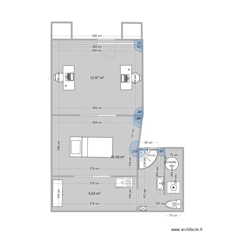 MAG 3. Plan de 3 pièces et 34 m2