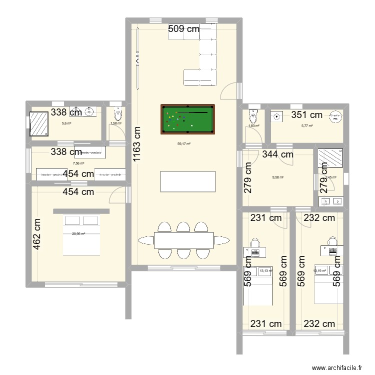 karencedcontainer3chambre. Plan de 11 pièces et 142 m2