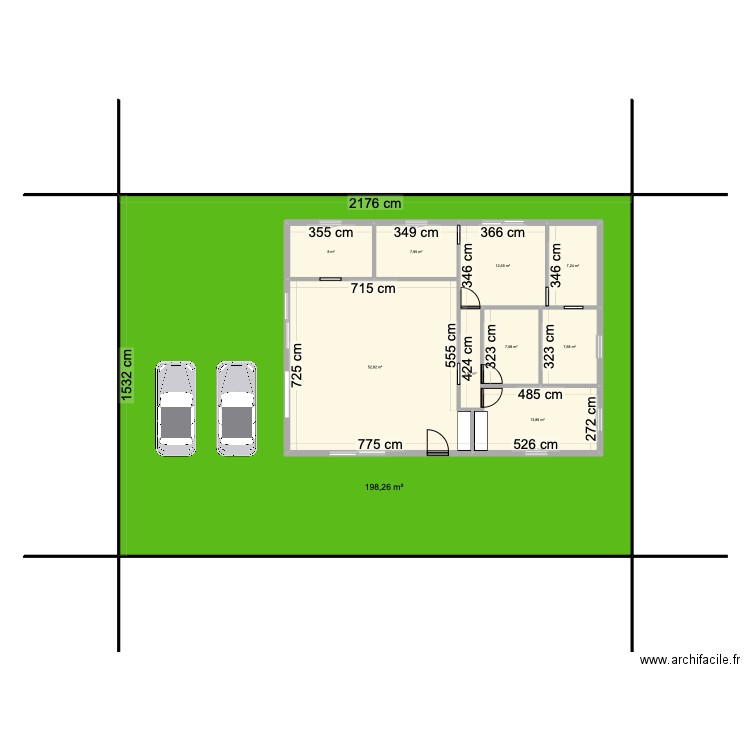 Maison Aléria. Plan de 10 pièces et 455 m2