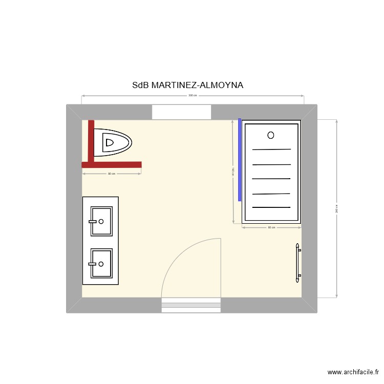 SdB Martinez-Almoyna. Plan de 1 pièce et 7 m2