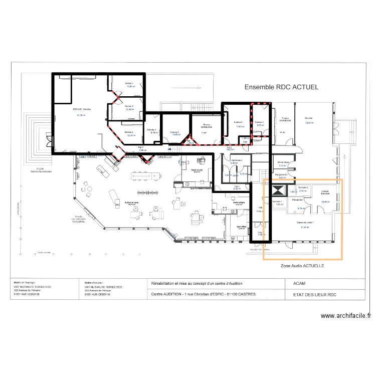 Castres Espic. Plan de 14 pièces et 148 m2