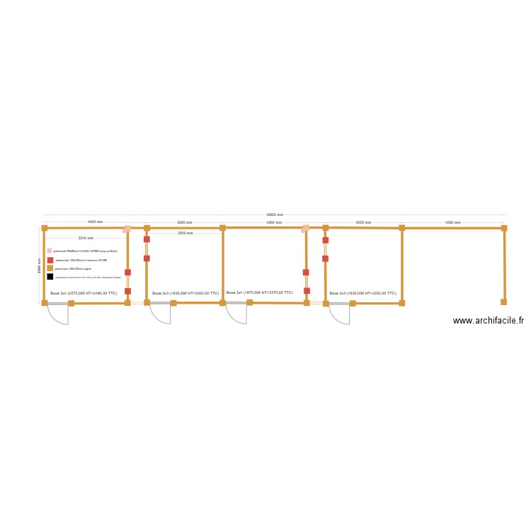 ligne de Box extérieur . Plan de 1 pièce et 9 m2