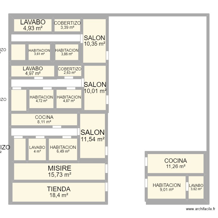 casa gambia. Plan de 22 pièces et 150 m2