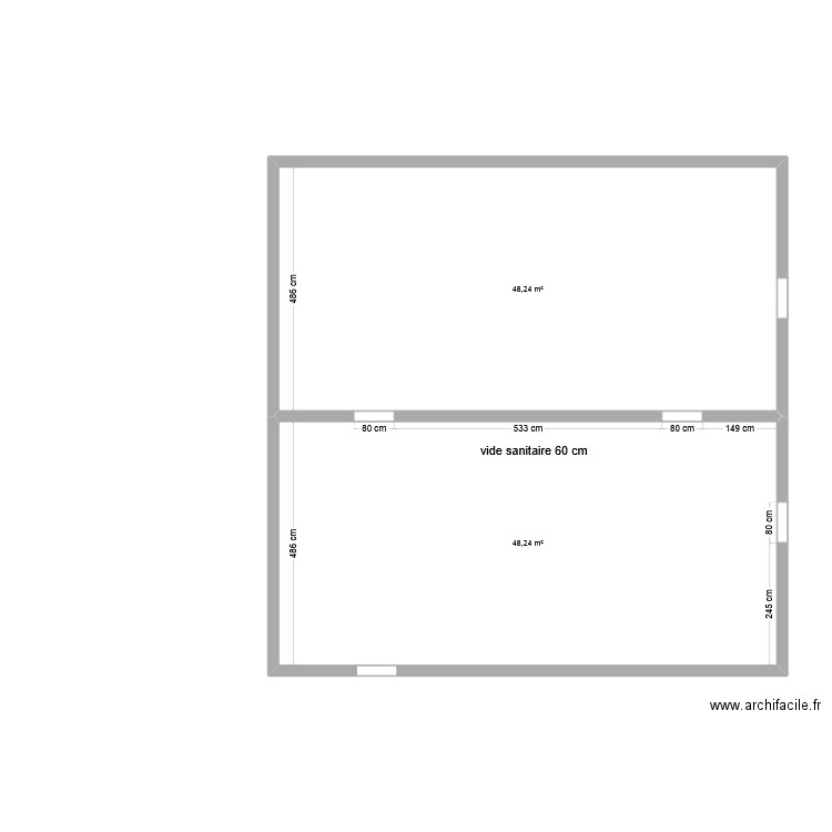 vide sanitaire chris. Plan de 2 pièces et 96 m2